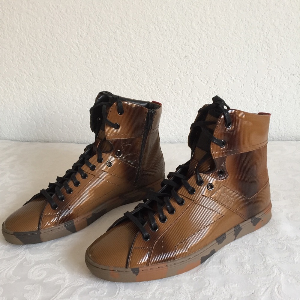 Hugo boss patent leather ombré boots